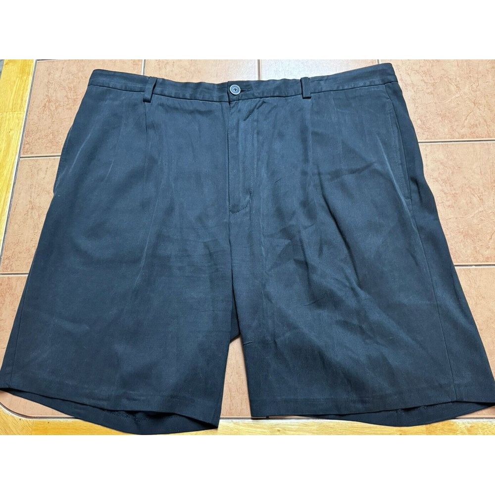 Tommy Bahama Chino‎ Shorts Solid Black Pleated 100% Silk Mens Size 38 x 9